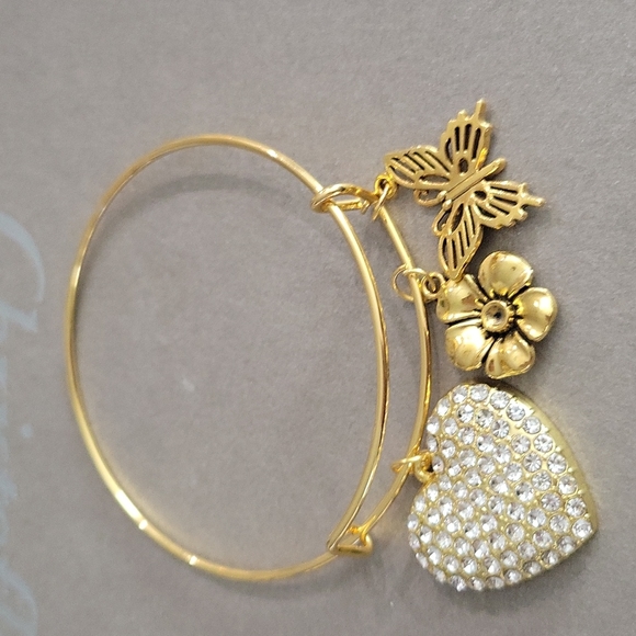 L.A.Charms Jewelry - ****SOLD**** Gold Plated adjustable Charm Bangle with 3 Charm